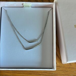 Elegant Silver Double Bar Necklace